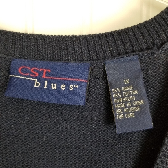 CST Blues Southwestern Aztec Cardigan Sweater Vest Button Front Women's Size 1X - Picture 5 of 7